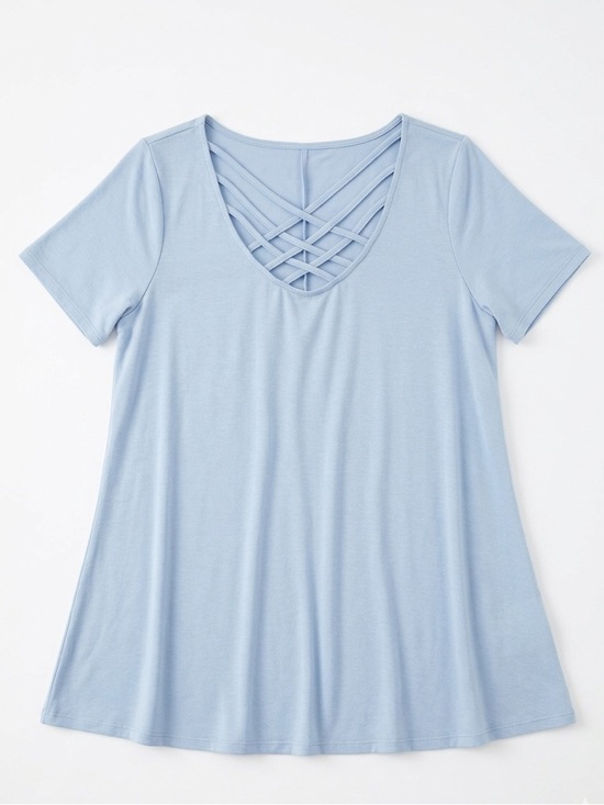 Tops - Light Blue Women's Crisscross Top
